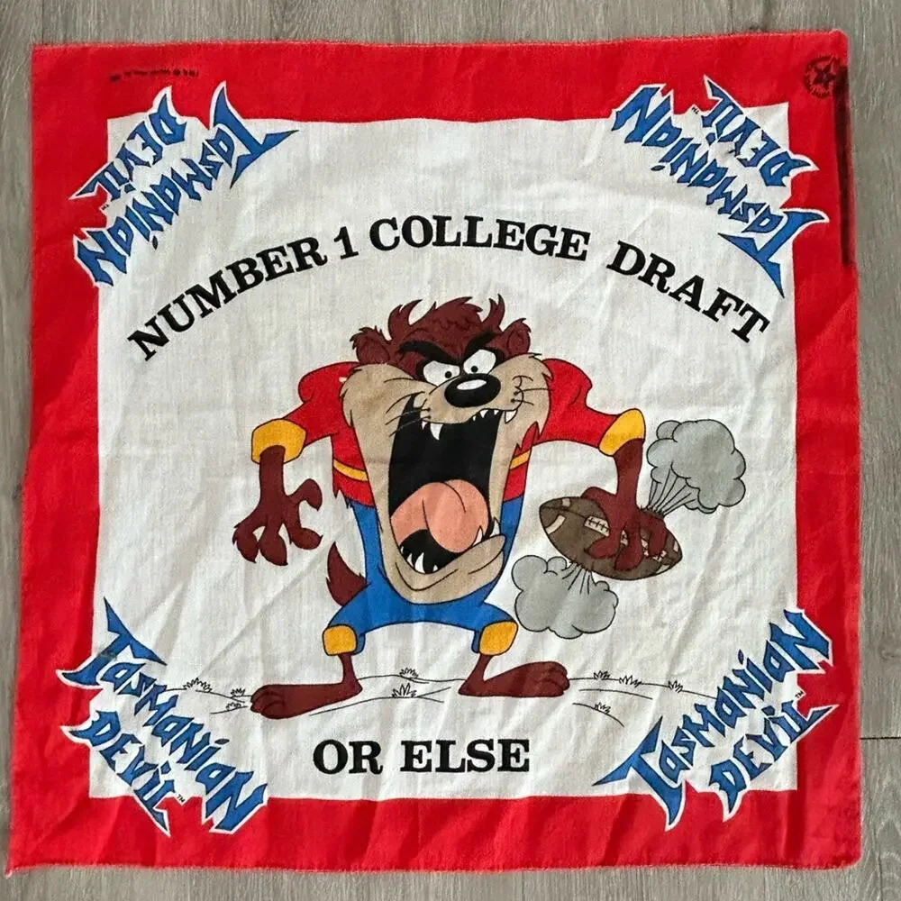 Vtg Taz 80s- college football draft- cartoon- Tasmanian devil- some damage